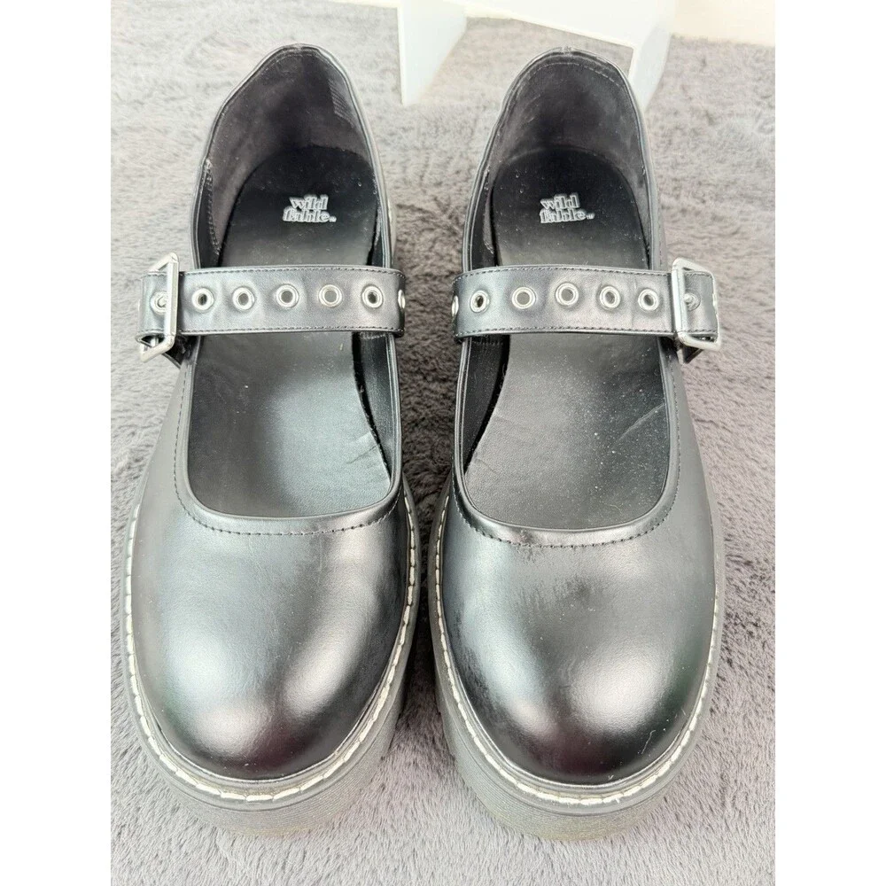 Wild Fable Women’s Size 10 Black Mary Jane Platform Lug Sole Buckle Shoes